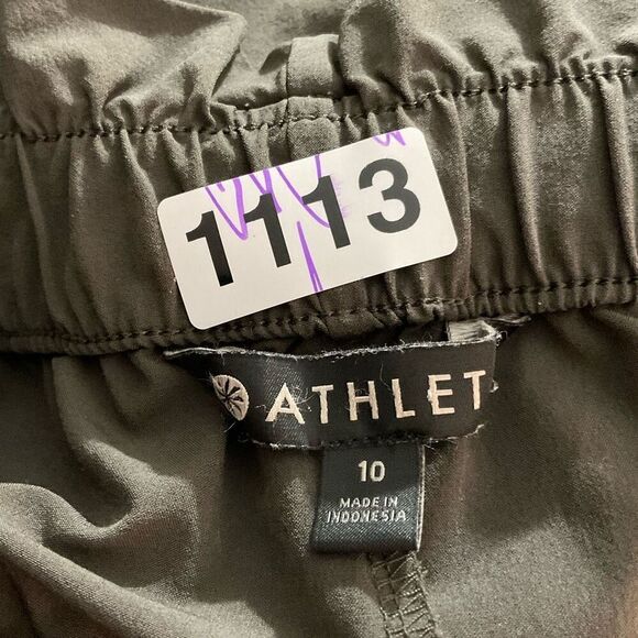 ATHLETA Skyline Belted Paper Bag Tie Waist Jogger Pants Travel Arbor Green Sz 10 - Picture 6 of 9